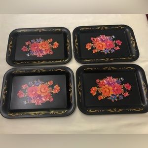 Vintage flora metal storage tray 4pcs- SMALL SIZE-